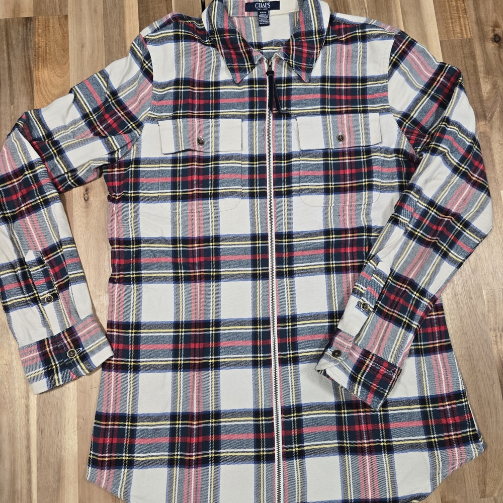Chaps Multicolor Plaid Full Zip Long Sleeve Shirt
